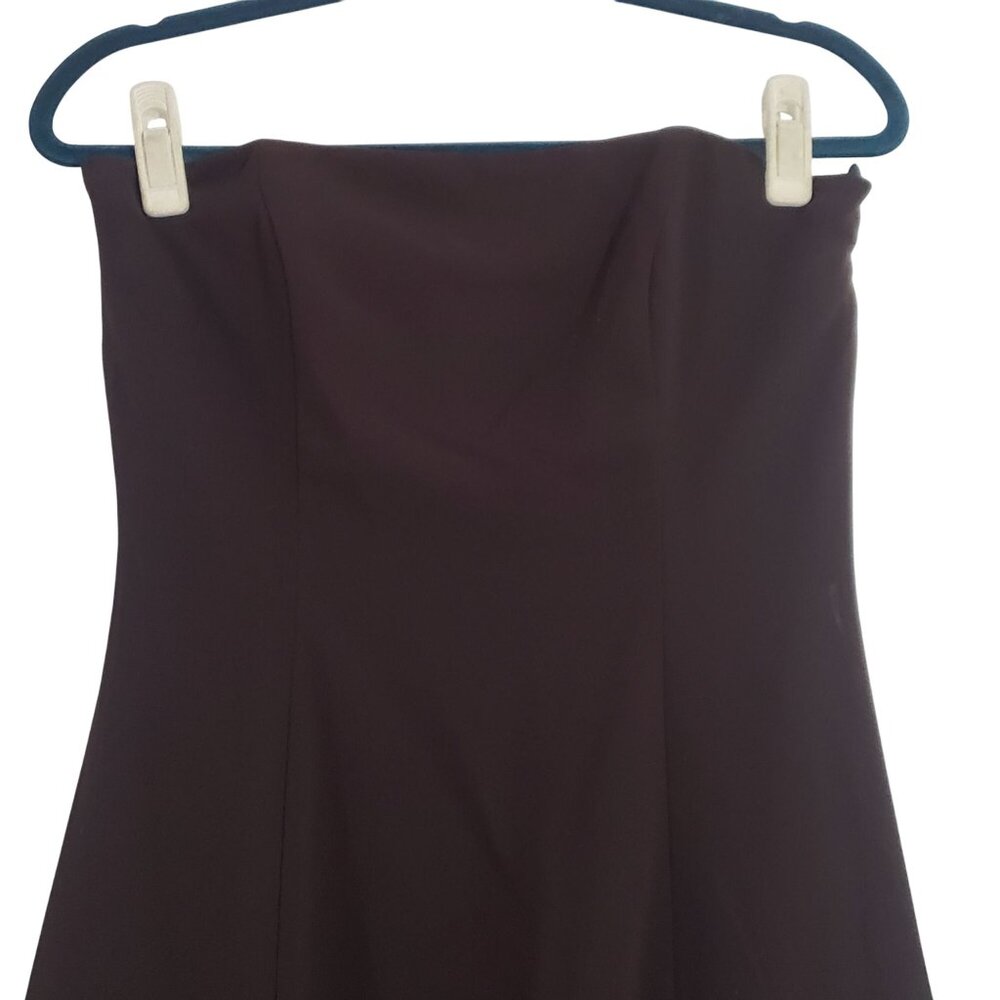 Vintage 90s Y2K Strapless A-Line Dress Brown Midi‎ Retro Formal Classic Timeless - Picture 4 of 11
